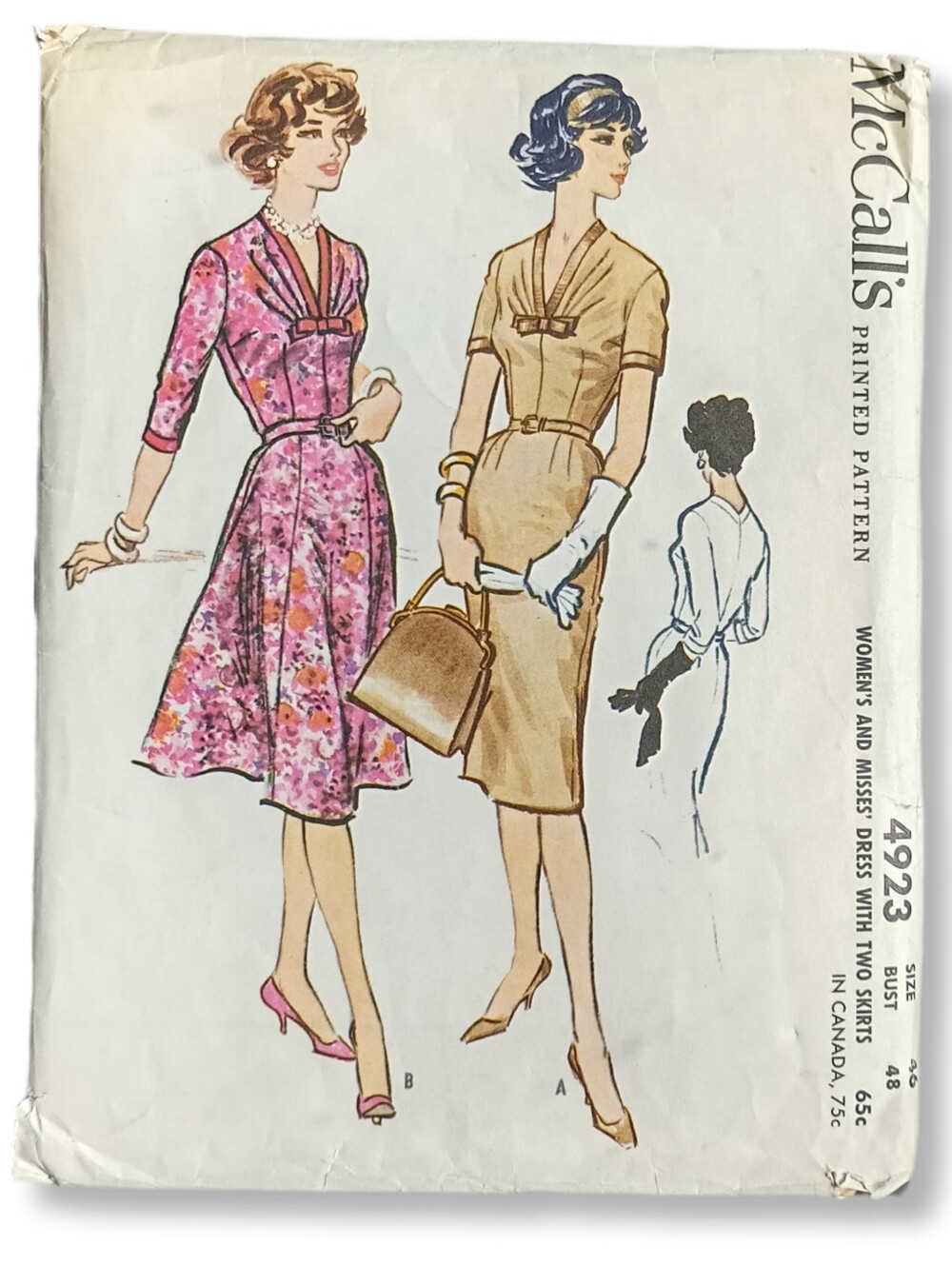 McCall's #4923 Sewing Pattern from 1959 Gently Flaired Dress Bust 48